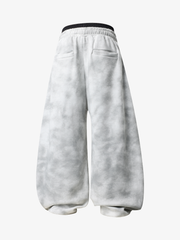 Double-Waist Striped Baggy Sweatpants