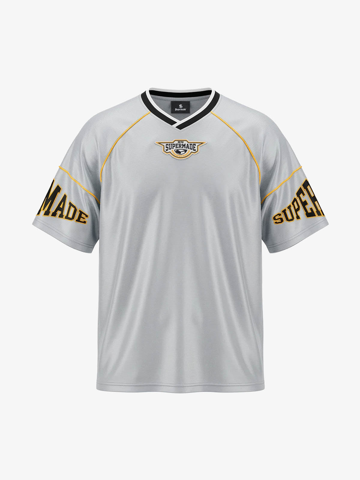 Supermade Patterned Custom V-neck Silver Sport Jersey 
