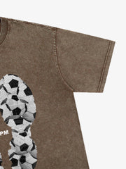 Soccer Ball Footprint Graphic T-Shirt 
