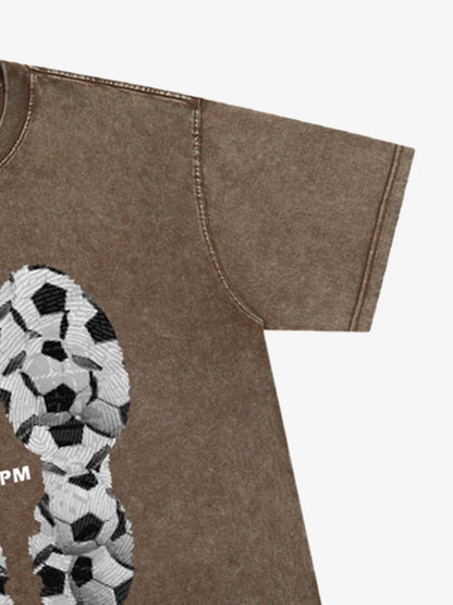 Soccer Ball Footprint Graphic T-Shirt 