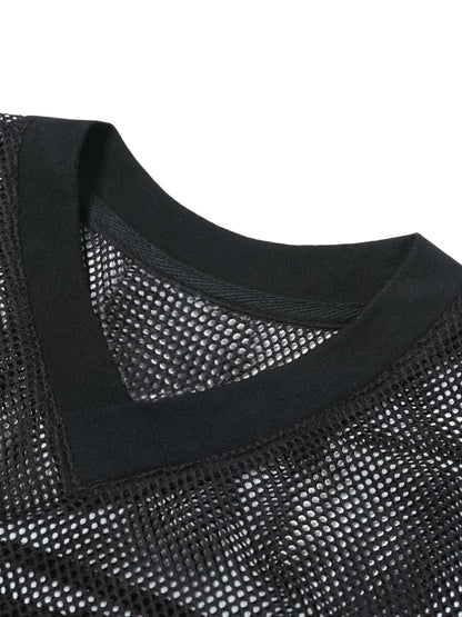 Jersey Mesh Blouse Hollow T-shirt 