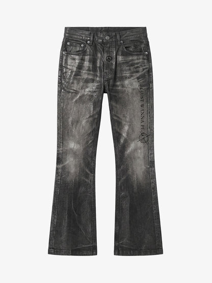 Coated Washed Heavyweight Bootcut Jeans