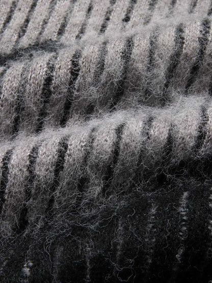 Knitted Fleece Cardigan Irregular Pattern Sweater 