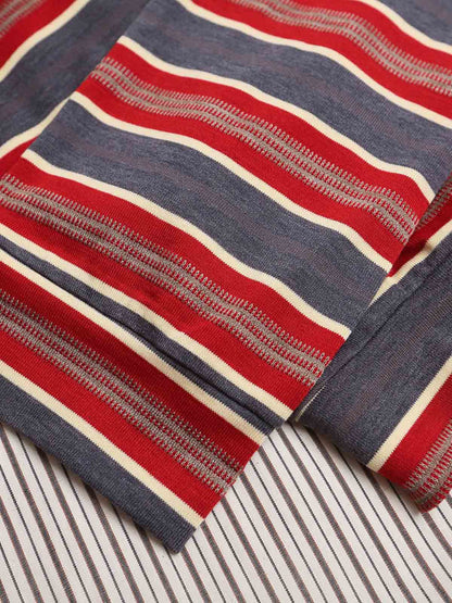 Striped Long Sleeve Shirt with Matching Scarf - Perfect for Casual and Semi-Formal Looks 