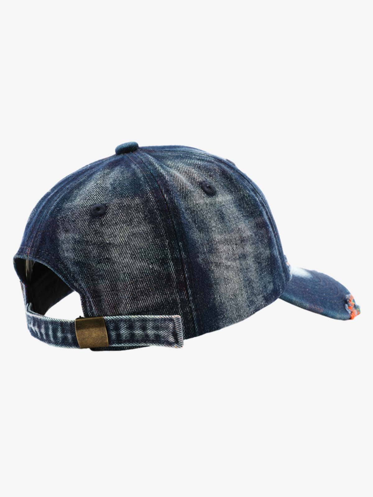 Vintage Washed Distressed Denim Baseball Cap 