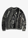 3D Digital Graphic Chunky Knit Crewneck Sweatshirt