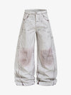 Cyber-Grunge Distressed Tinted Curved Jeans