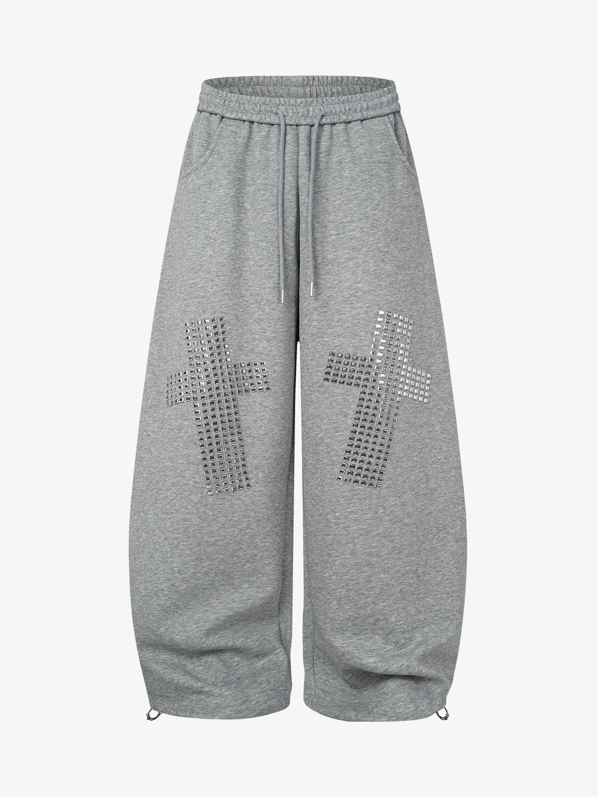 Cross Graphic Metal Detail Baggy Sweatpants