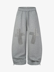 Cross Graphic Metal Detail Baggy Sweatpants