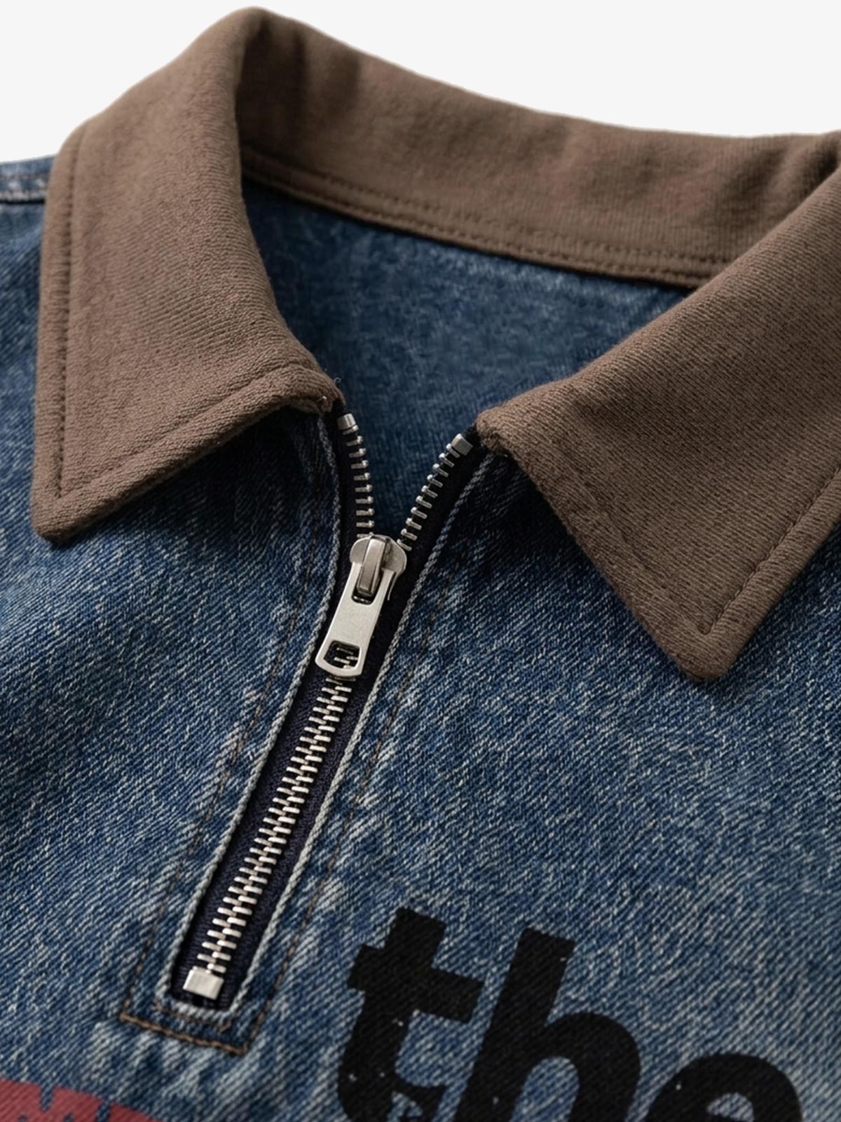 Denim Patchwork Pullover Sweatshirt & Graphic Wide-Leg Jeans Set