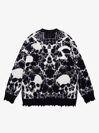 Skull Pattern Knit Sweater for Casual and Fashionable Looks 