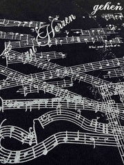 Music Score Graphic Distressed Long Sleeve Tee