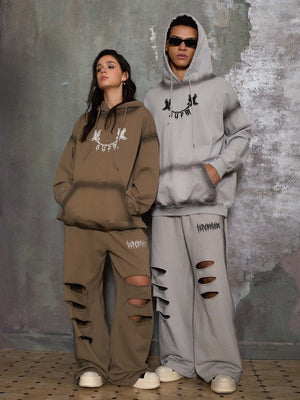 Supermade Distressed Embroidered Hoodie Tracksuit 