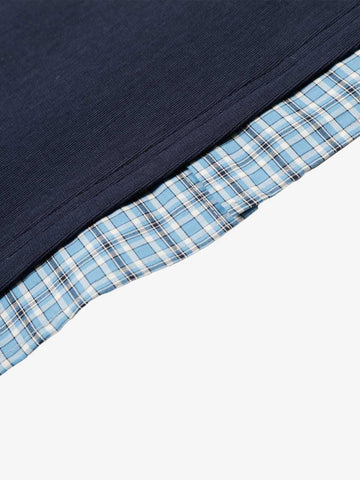 Pique Cotton Polo Shirt with Plaid Contrast Collar & Cuffs – Classic Fit
