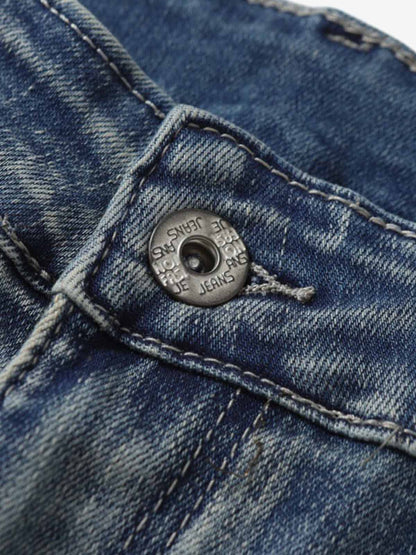 Washed Panel Seam Flare Jeans