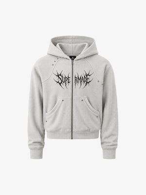 Spiked Graphic Zip Hoodie
