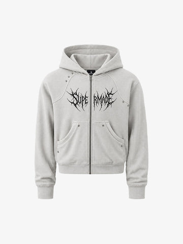 Spiked Graphic Zip Hoodie