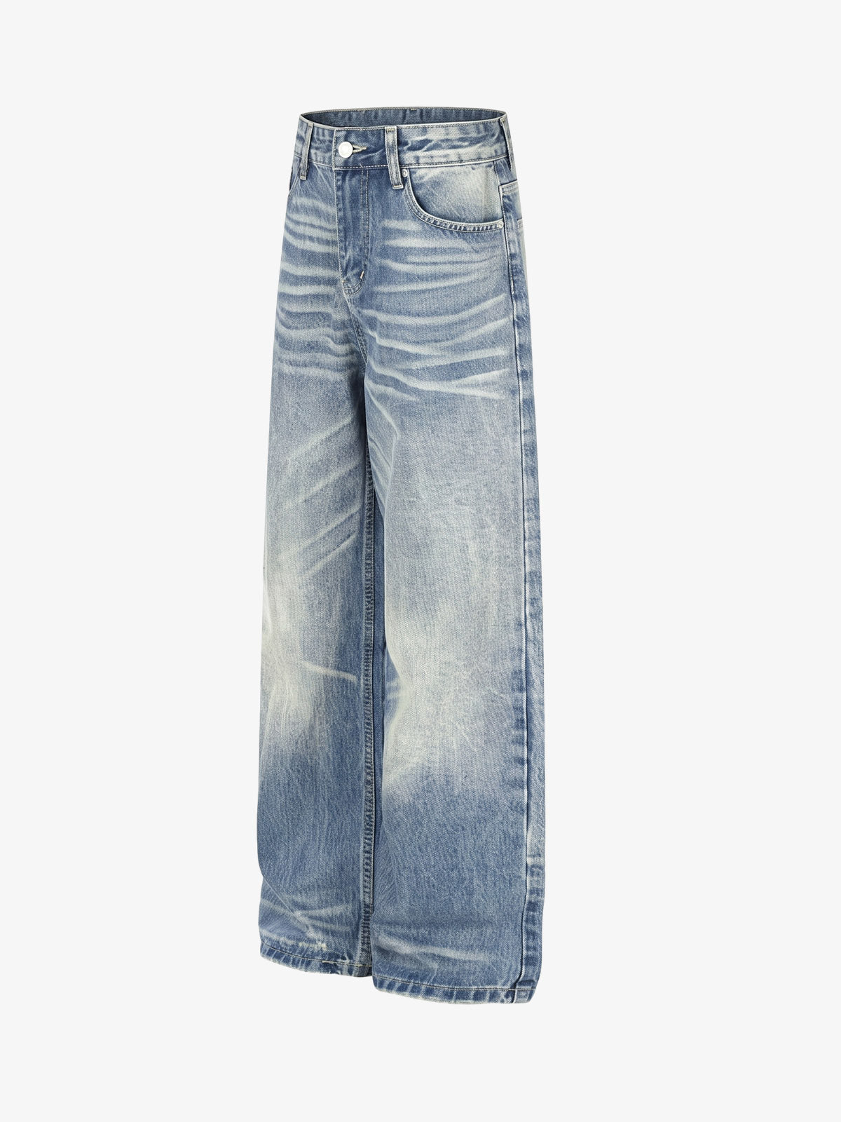 Whisker-Faded Washed Jeans