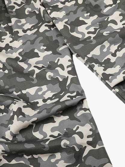Ribbed Folded Waist Camo Barrel Baggy Sweatpants