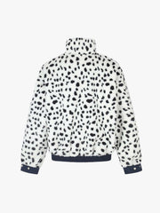 Reversible Spotted Leopard Stand-Collar Fleece Coat