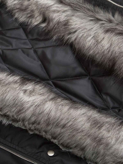 Winter Essential Bomber Jacket with Faux Fur Hood Trim for Ultimate Warmth and Style 