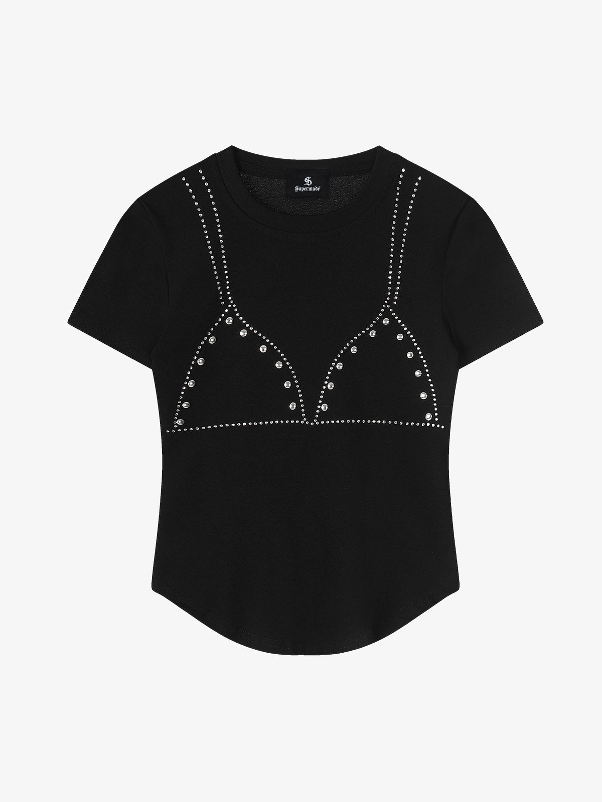 Rivet Rhinestone Slim T-Shirt