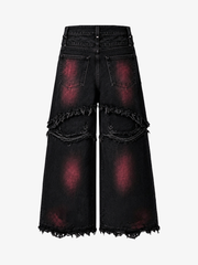 Washed Distressed Cargo Jeans