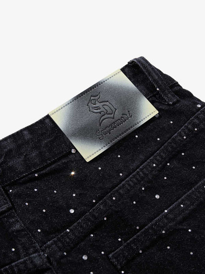 Star Rhinestone Embellished Baggy Jeans 