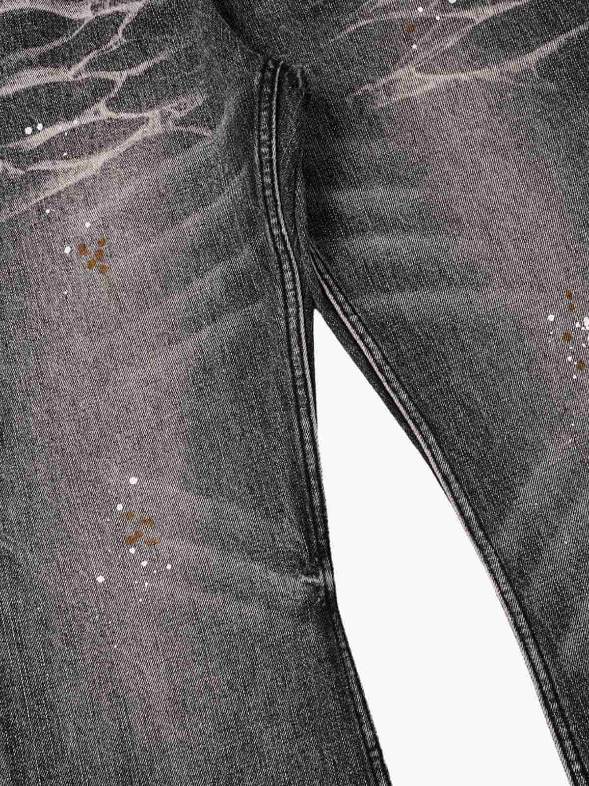 Whiskering Paint Splatter Bootcut Jeans