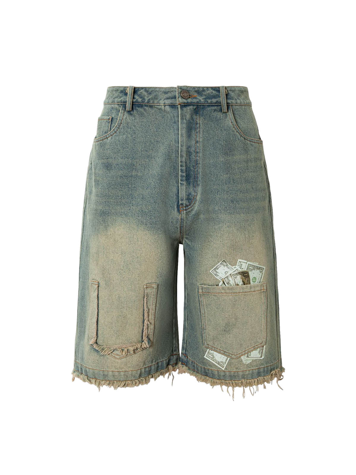 Gradient Washed Raw Edge Jorts