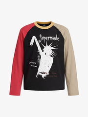 Punk-Inspired Print Boxy Fit Long Sleeve Tee