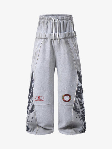 Foldover Waist Wide Leg Sweatpants 