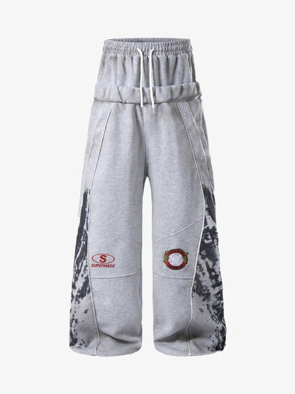 Foldover Waist Wide Leg Sweatpants 