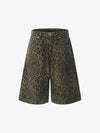 Cotton Leopard Print High-Waisted Wide-Leg Shorts for Women 
