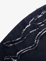 Totem Applique Raw Hem Barrel Baggy Jeans
