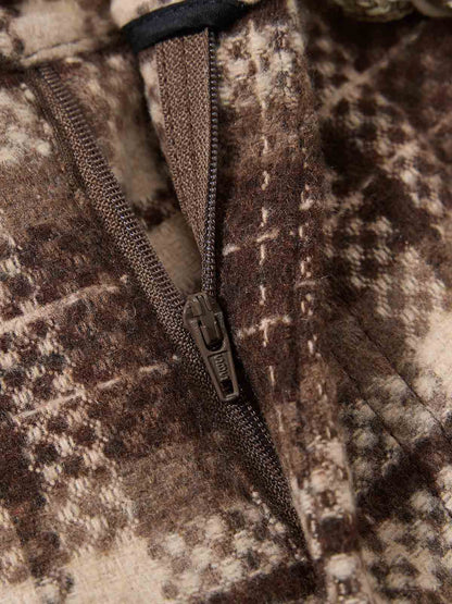 Plaid Fleece Baggy Cargo Pants 