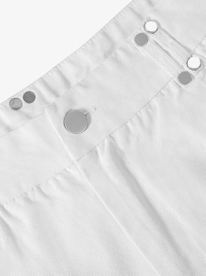 Street Metal Stud Zipper Multi-Pocket Workwear Casual Pants 