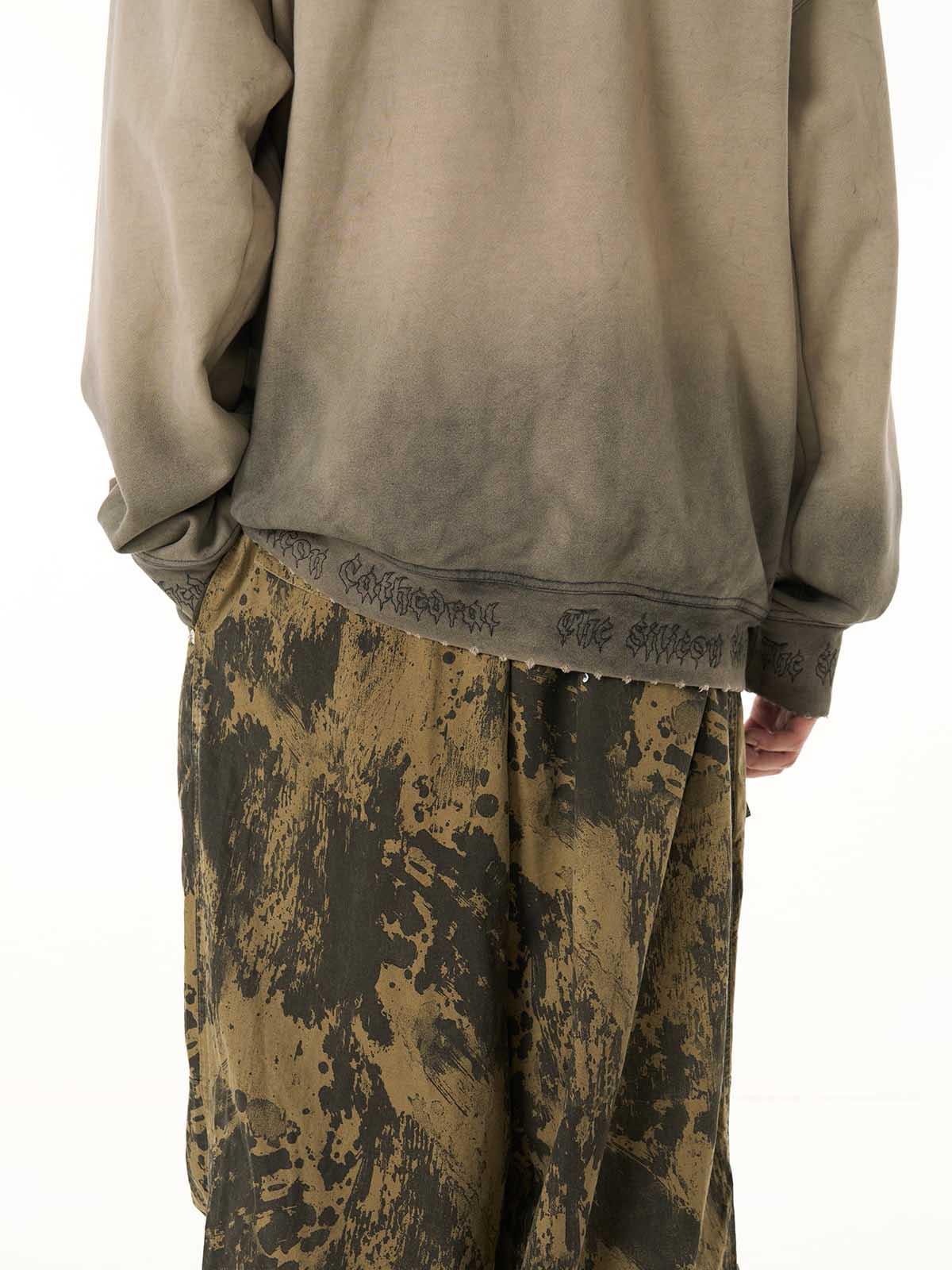 SUPERMADE Embroidered Distressed Spray-Painted Hooded Sweatshirt 