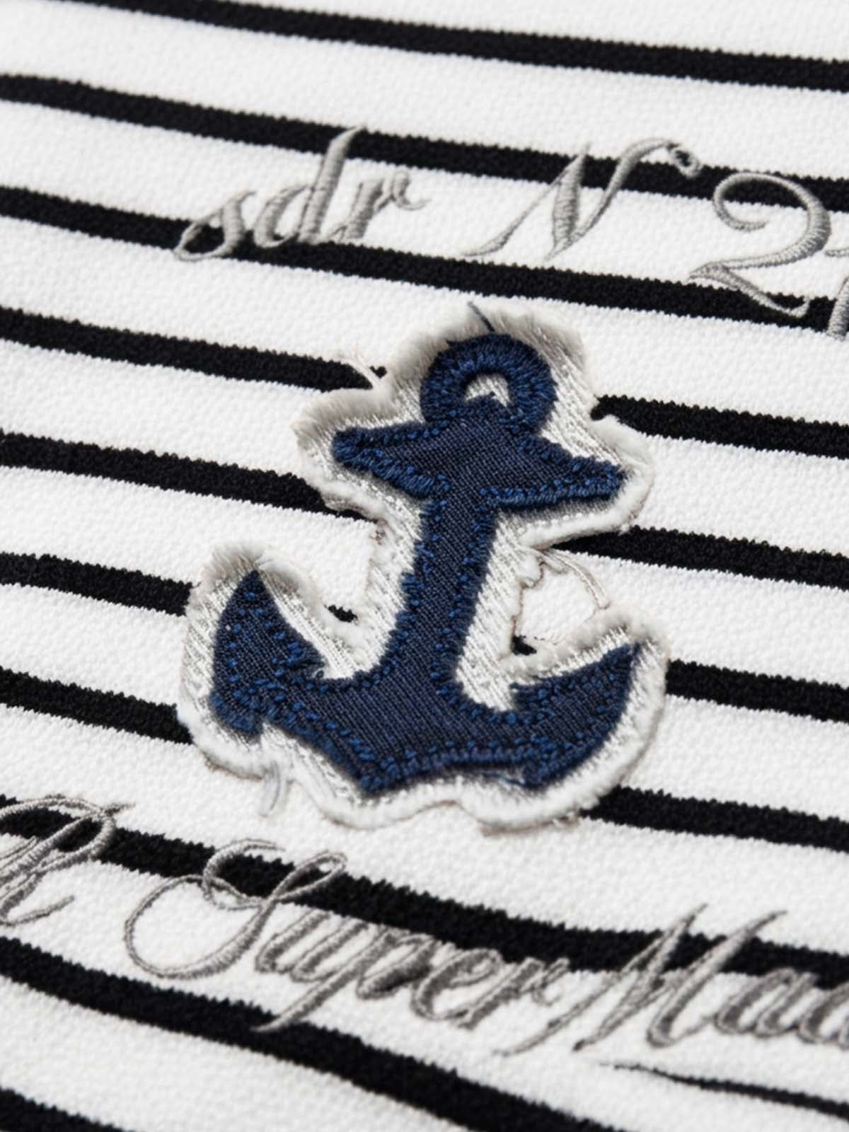 Anchor Appliqué Striped Terry Zip Hoodie