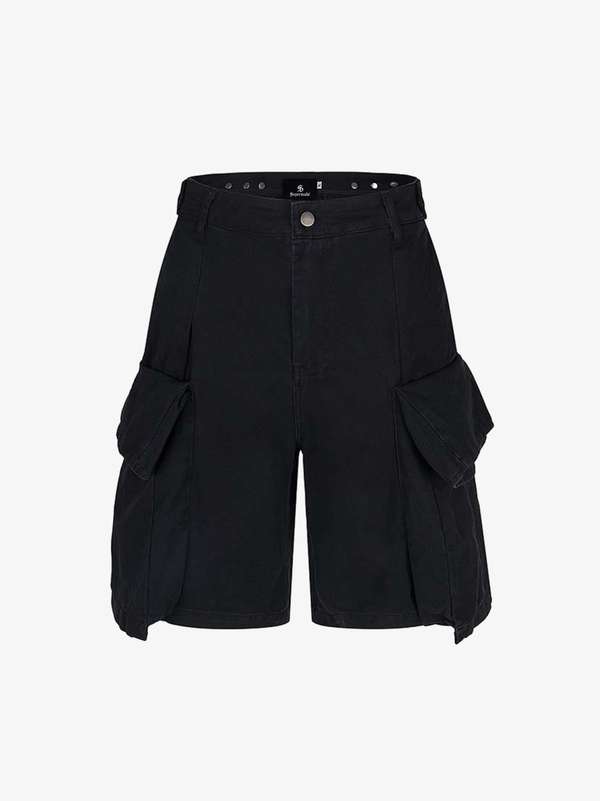 Cotton Cargo Shorts for Women High Waist Black Utility Style with Large Side Pockets 