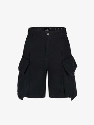 Cotton Cargo Shorts for Women High Waist Black Utility Style with Large Side Pockets 