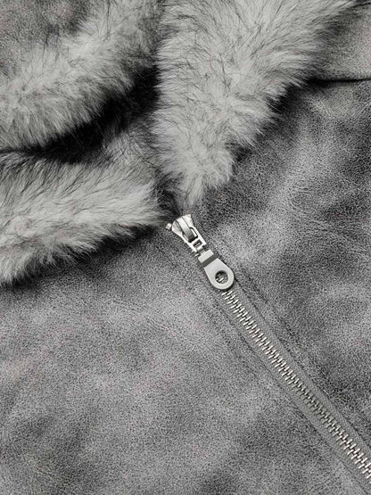 Stylish Tie-Dye Bomber Jacket with Faux Fur Hood for Winter and Fall 