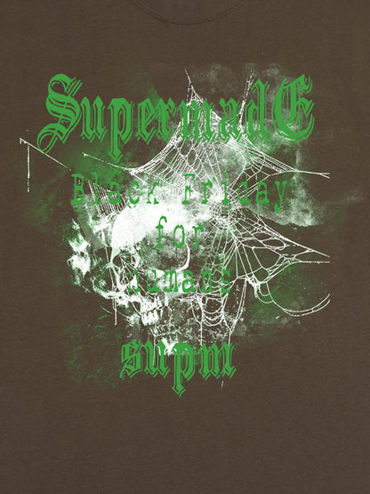 THE SUPERMADE Black Friday Gothic Skull Spiderweb Graphic T-Shirt 