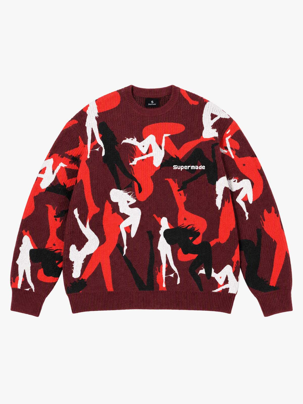 Abstract Camo Graphic Cropped Boxy Knit Sweater