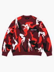 Abstract Camo Graphic Cropped Boxy Knit Sweater