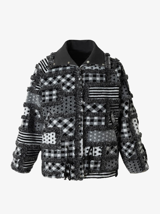 Thesupermade Special Plaid Polka Dot Reversible Cotton Jacket 