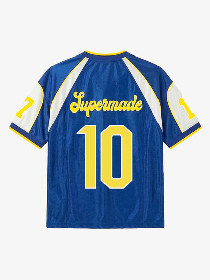 Supermade Blue Color-Blocked Lightning Bolt Pattern Jersey Design Customization 