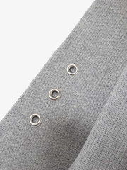 86 Graphic Eyelet Zip Knit Cardigan
