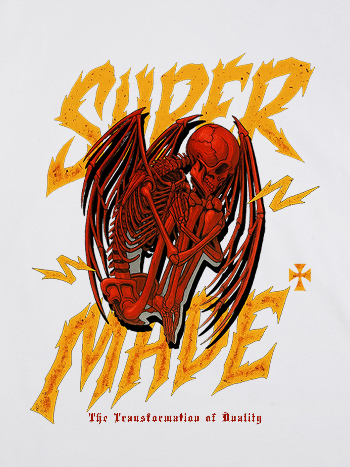 Street Angel and Devil Hatching Pattern T-shirt 