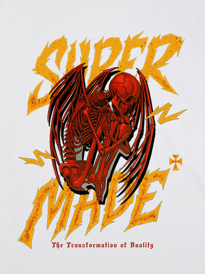 Street Angel and Devil Hatching Pattern T-shirt 